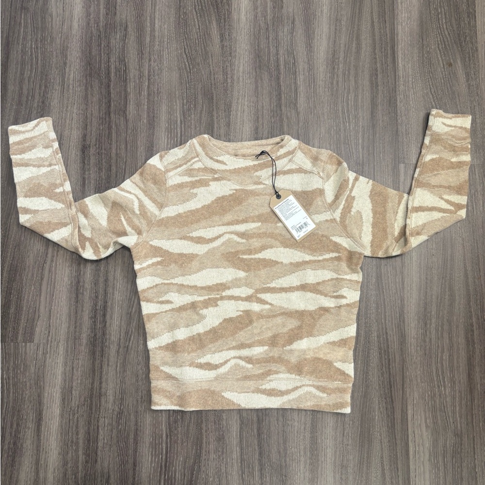 Prana size small cream and tan camo wool pullover
